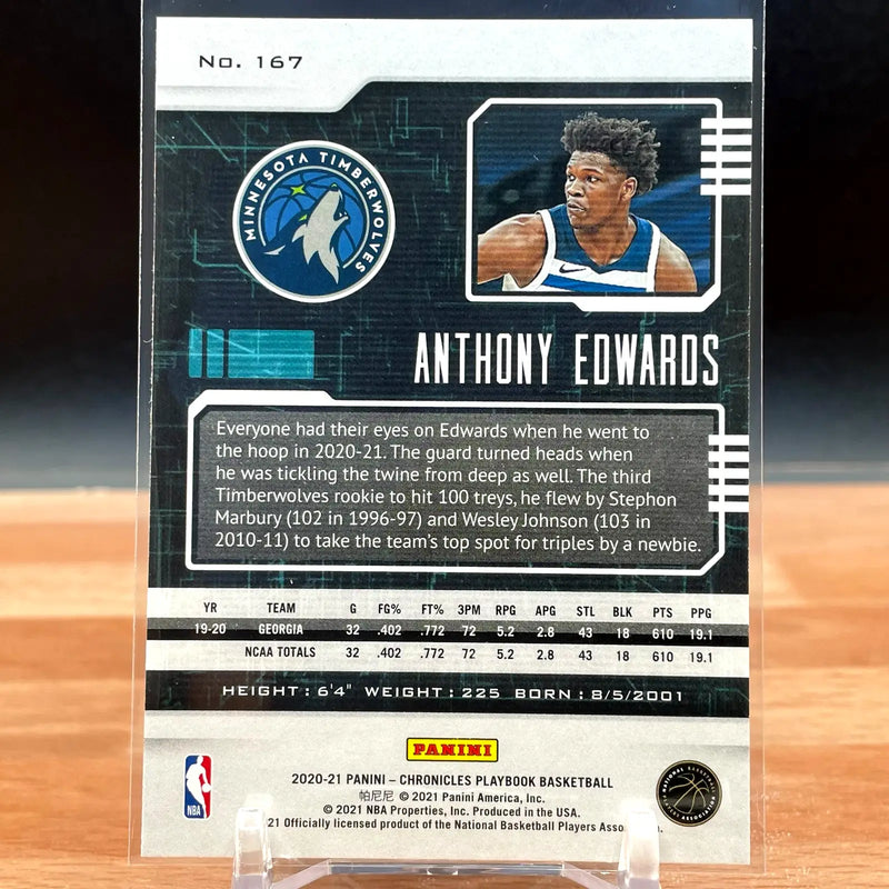 2020-21 Panini Chronicles Anthony Edwards Playbook Rookie (RC) Timberwolves CG67 - Basketball Card Single
