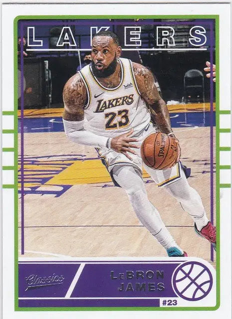 Basketball trading card of LeBron James Los Angeles Lakers in Panini Chronicles Classics design