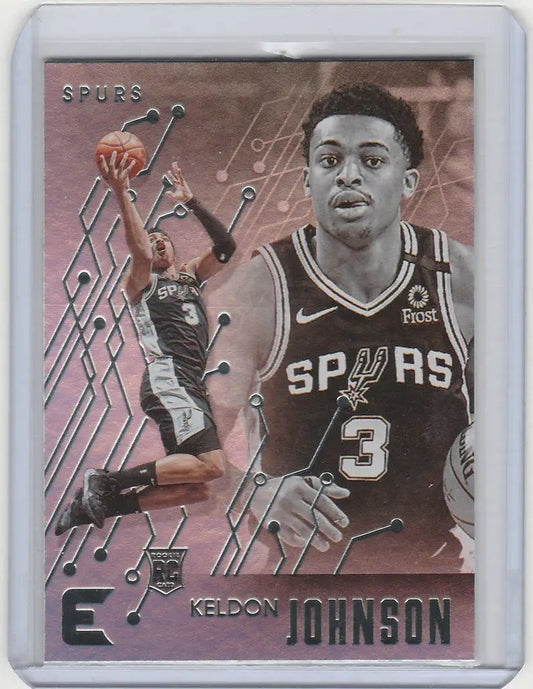 Basketball trading card of Keldon Johnson from San Antonio Spurs in Panini Chronicles Essentials
