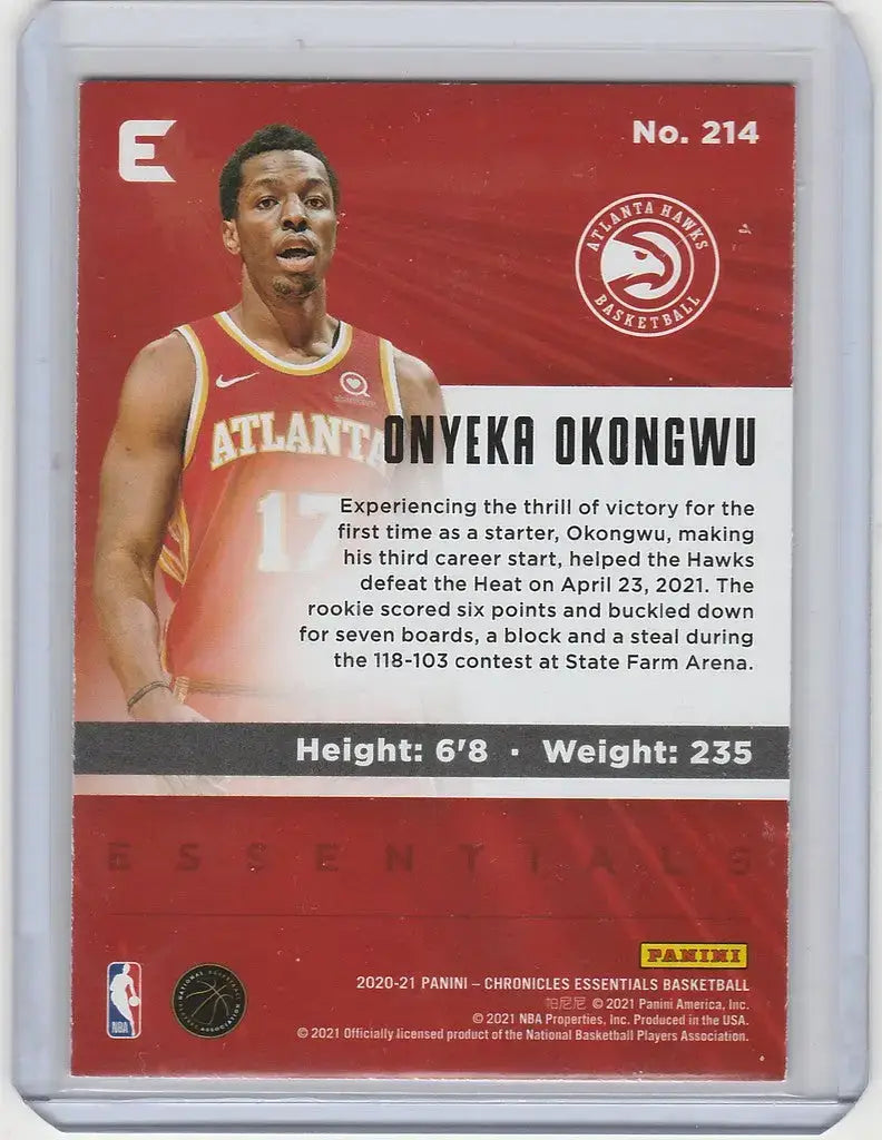 2020-21 Panini Chronicles Essentials #214 Onyeka Okongwu Atlanta Hawks