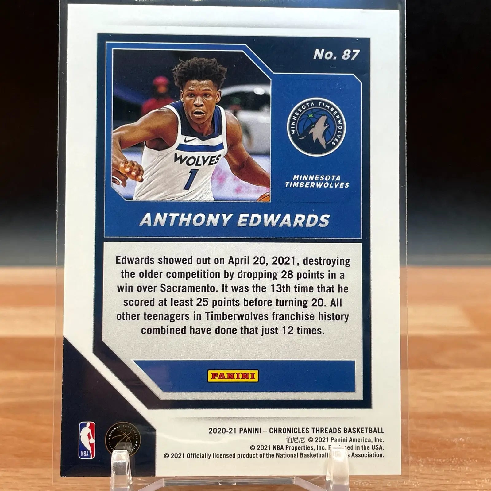 2020-21 Panini Chronicles Green Anthony Edwards #87 Rookie RC CG66 - Basketball Card Single