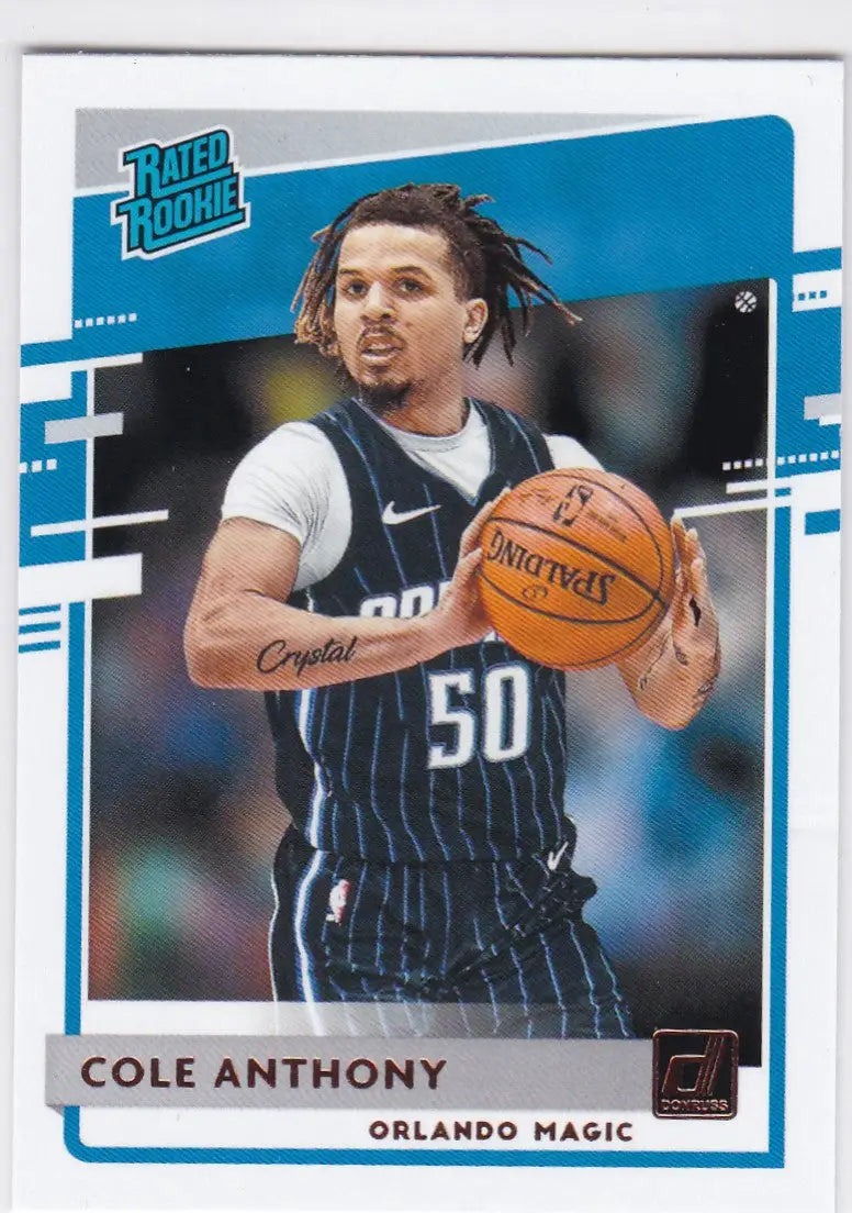 Basketball trading card of Cole Anthony RC Orlando Magic from Panini Donruss 2020-21