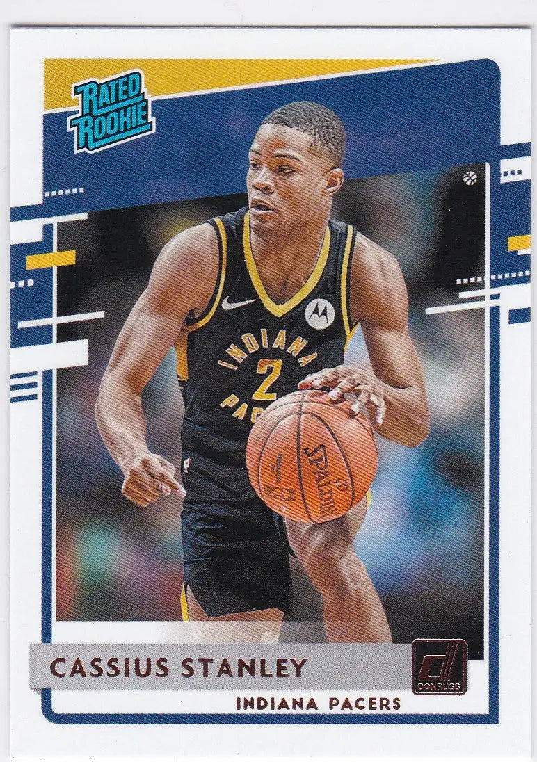 Basketball trading card of Cassius Stanley RC Indiana Pacers from Panini Donruss