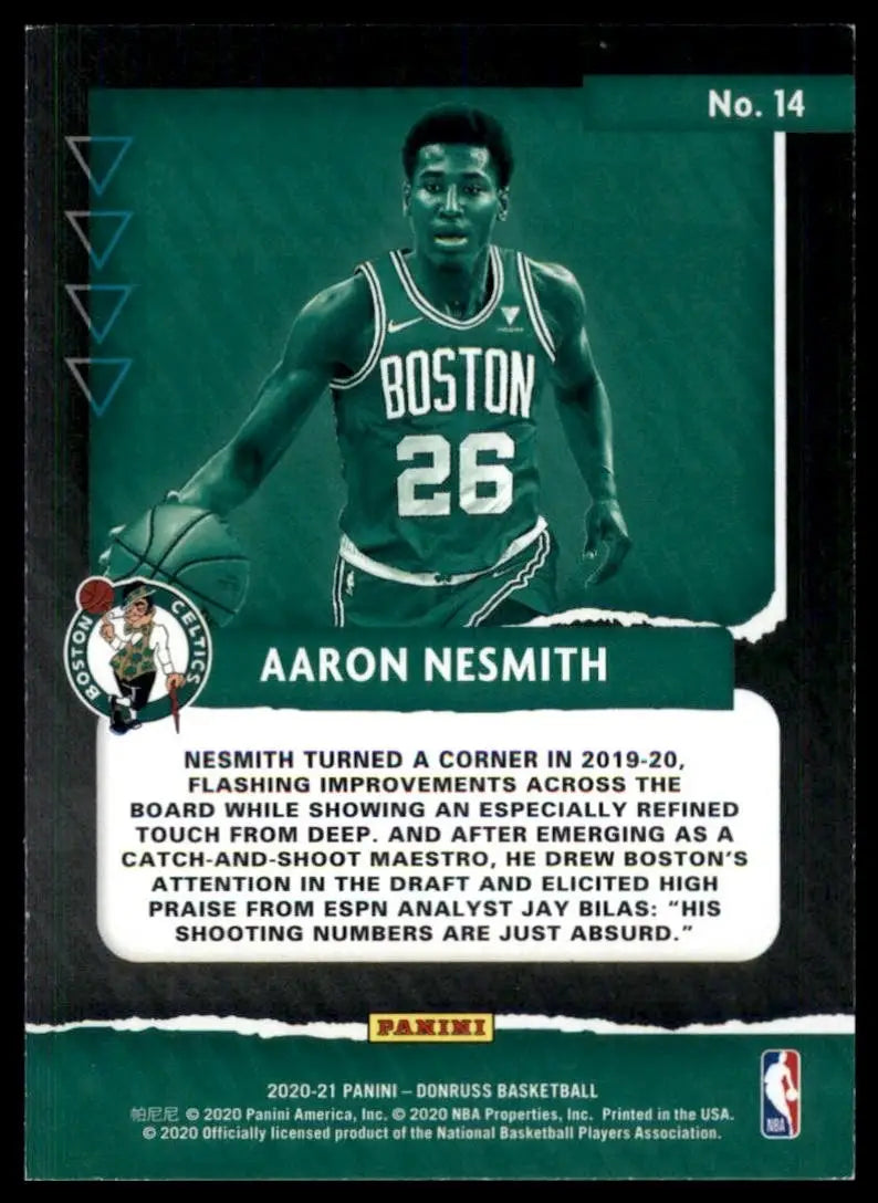 2020-21 Panini Donruss Great X-Pectations Aaron Nesmith Rookie #14 Celtics Card