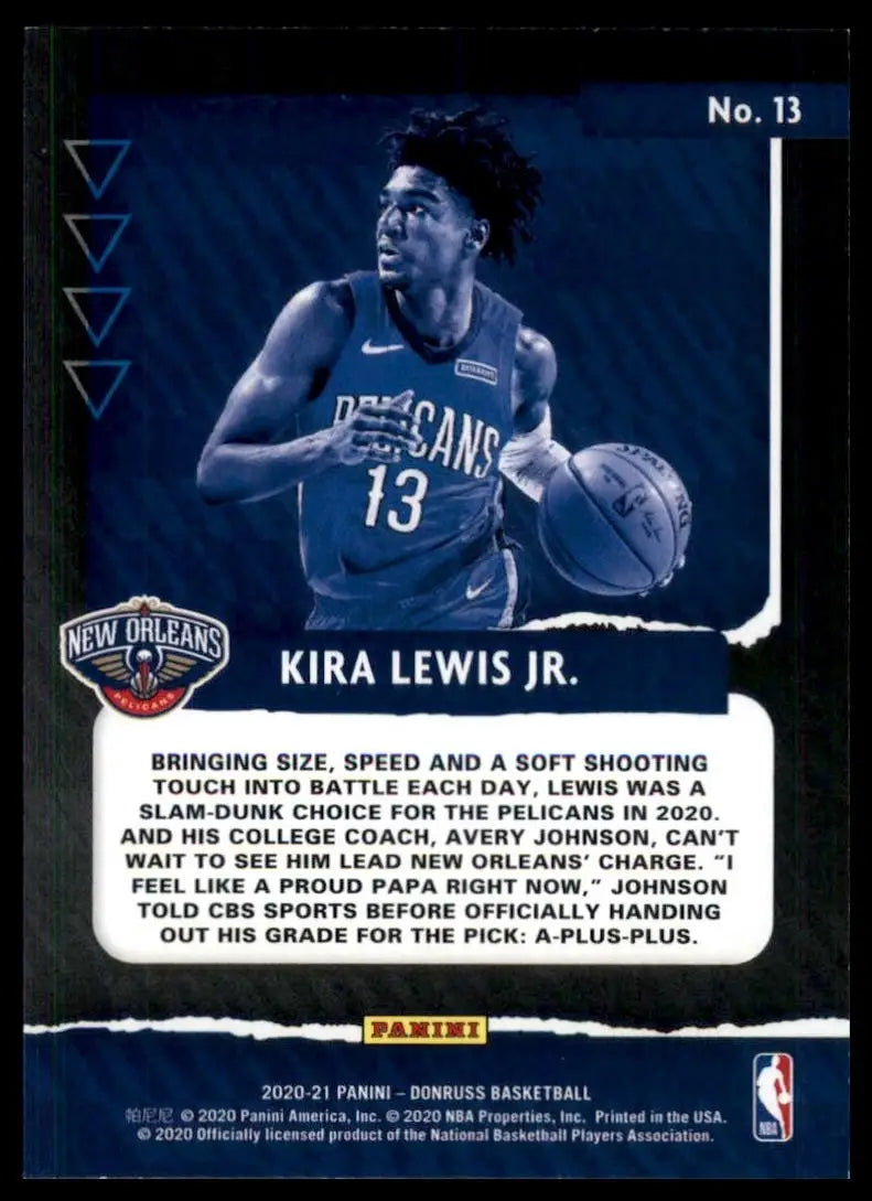 2020-21 Panini Donruss Great X-Pectations Kira Lewis Jr Rookie #13 NO Pelicans