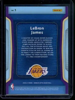 2020-21 Panini Donruss Optic Air Defense LeBron James #AD-3 Basketball - Basketball Card Single