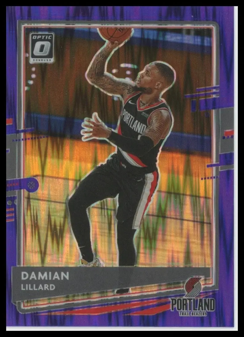 2020-21 Panini Donruss Optic - Damian Lillard #144 Purple Shock Prizm - Basketball Card Single