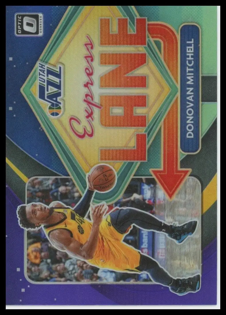 2020-21 Panini Donruss Optic - Express Lane Donovan Mitchell #14 Purple Prizm - Basketball Card Single