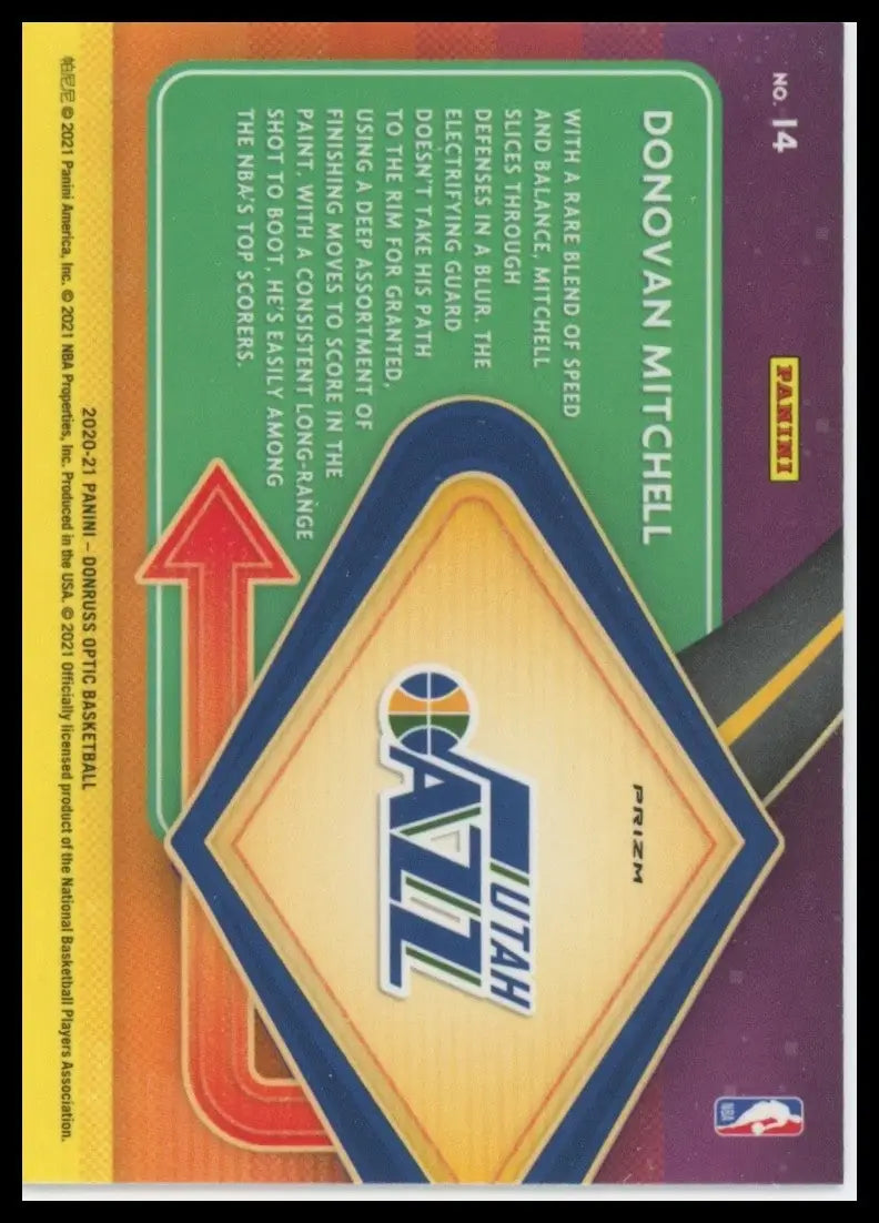 2020-21 Panini Donruss Optic - Express Lane Donovan Mitchell #14 Purple Prizm - Basketball Card Single