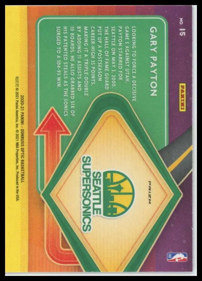 2020-21 Panini Donruss Optic - Express Lane Gary Payton #15 Purple Prizm - Basketball Card Single