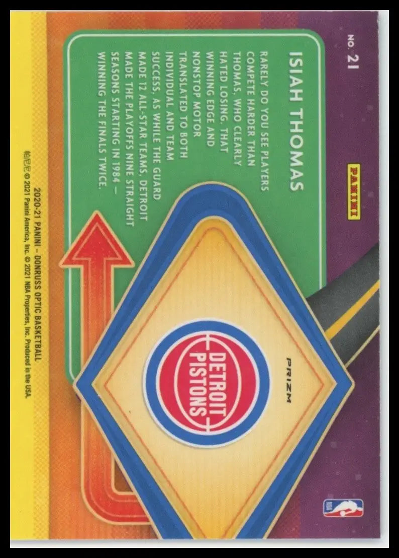2020-21 Panini Donruss Optic - Express Lane Isiah Thomas #21 Purple Prizm - Basketball Card Single
