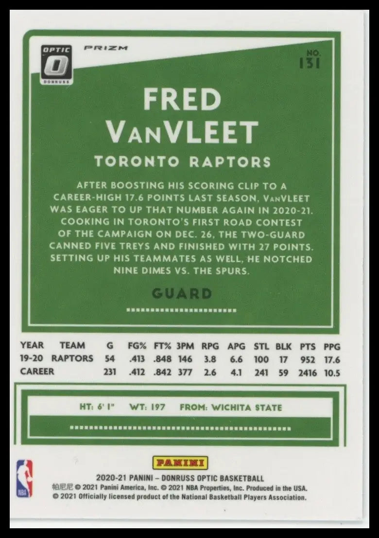 2020-21 Panini Donruss Optic - Fred VanVleet #131 Holo Prizm - Basketball Card Single