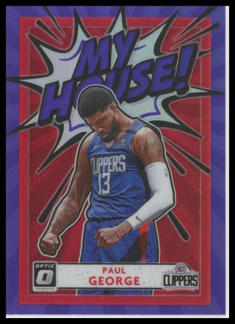 2020-21 Panini Donruss Optic - My House! Paul George #11 Purple Prizm - Basketball Card Single
