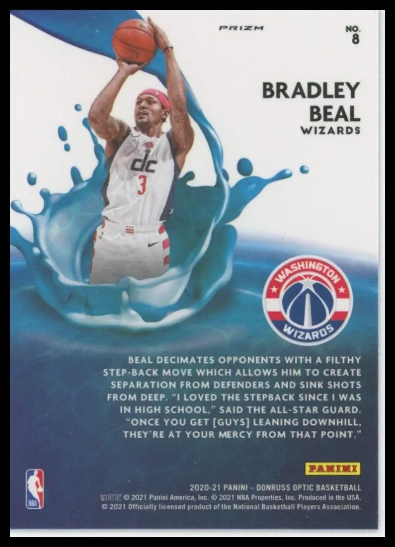 2020-21 Panini Donruss Optic - Splash! Bradley Beal #8 Purple Prizm - Basketball Card Single
