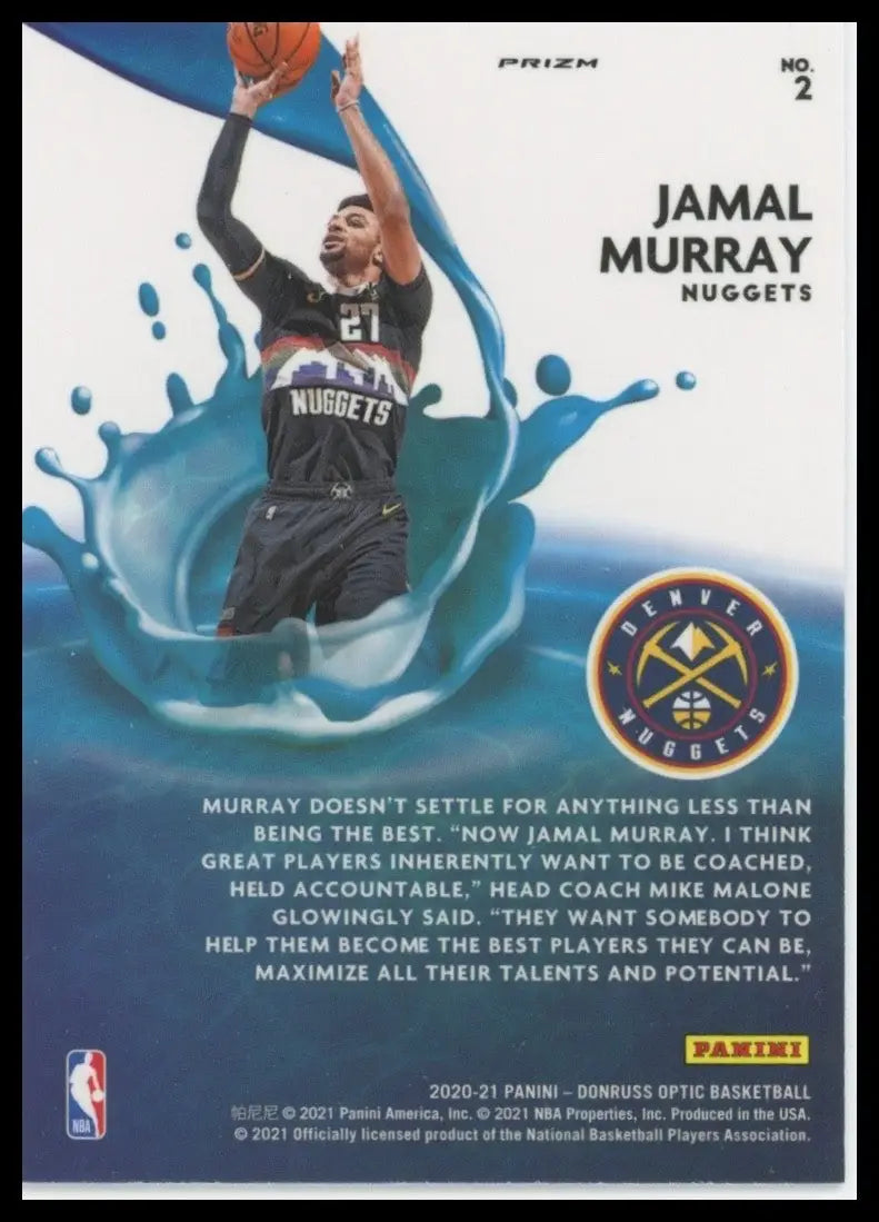 2020-21 Panini Donruss Optic - Splash! Jamal Murray #2 Purple Prizm - Basketball Card Single