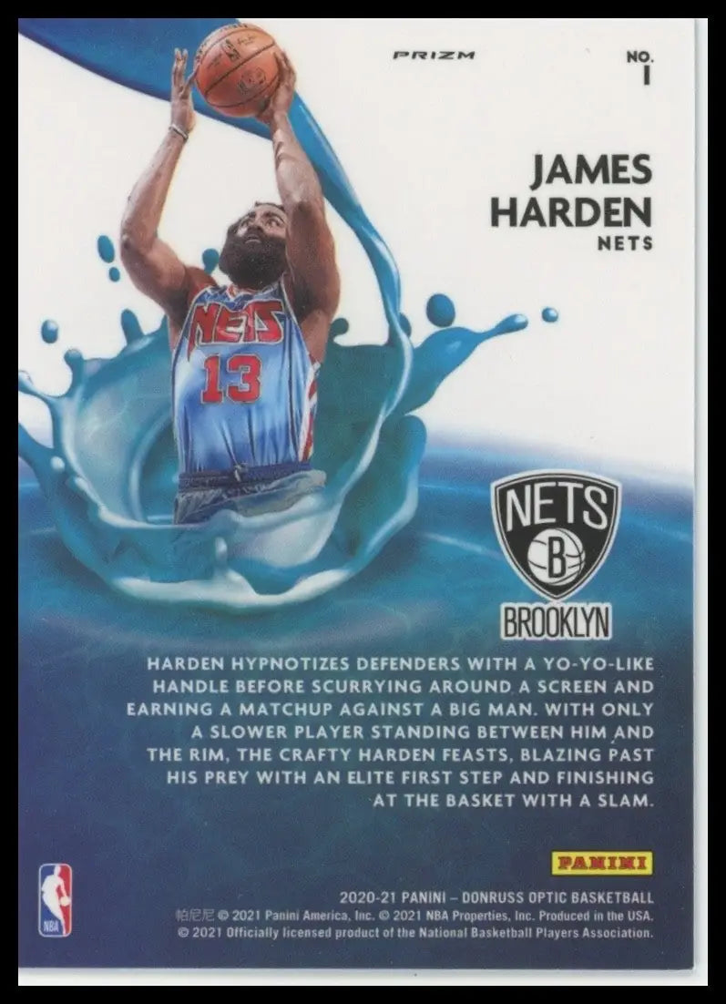 2020-21 Panini Donruss Optic - Splash! James Harden #1 Purple Prizm - Basketball Card Single