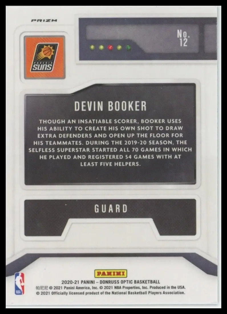 2020-21 Panini Donruss Optic - T-Minus 3 2 1 Devin Booker #12 Holo Prizm - Basketball Card Single