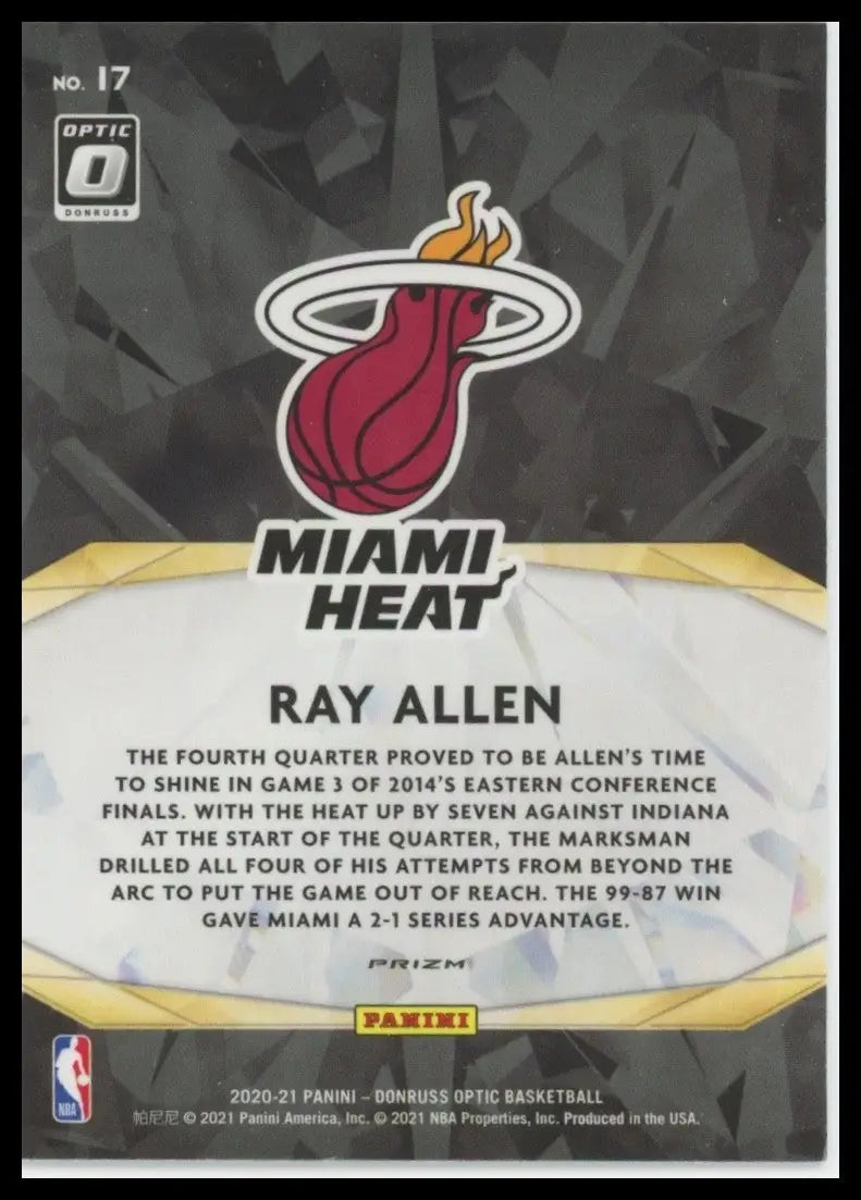 2020-21 Panini Donruss Optic - Winner Stays Ray Allen #17 Purple Prizm - Basketball Card Single