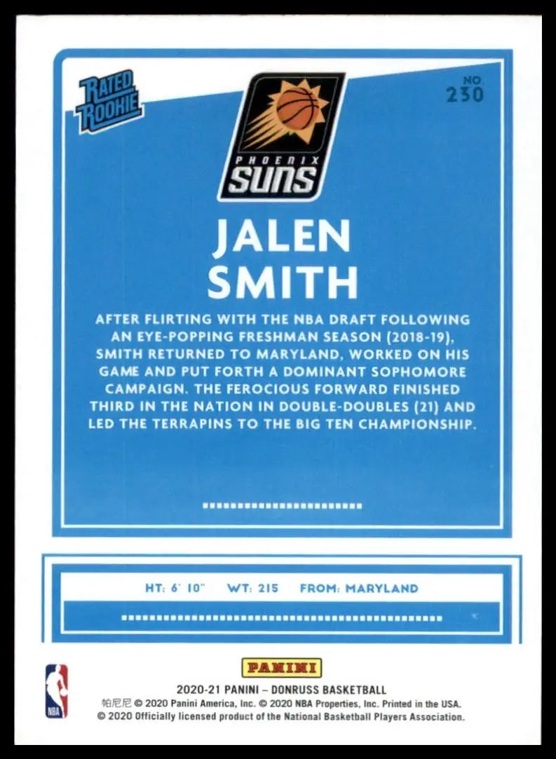 2020-21 Panini Donruss Rookie Jalen Smith #230 Phoenix Suns Basketball Card NBA - Basketball Card Single