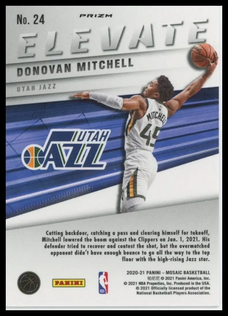 2020-21 Panini Elevate Green Mosiac Donovan Mitchell #24 Utah Jazz Basketball - Basketball Card Single