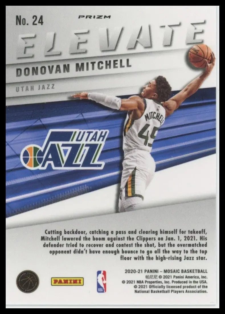 2020-21 Panini Elevate Silver Mosaic Donovan Mitchell #24 Utah Jazz Basketball - Basketball Card Single