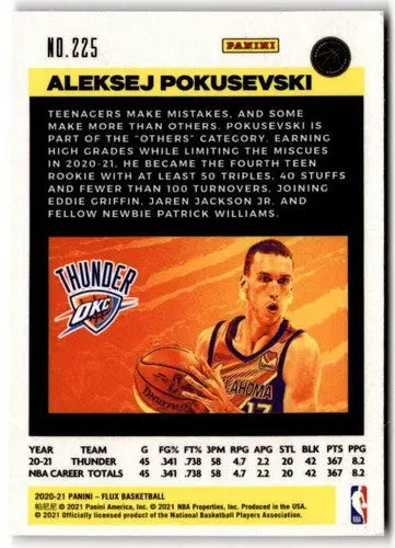 2020-21 Panini Flux #225 Aleksej Pokusevski NM-MT RC Rookie Thunder ID:41589 - Basketball Card Single