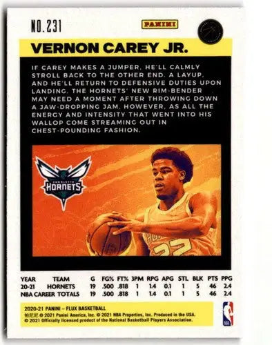 2020-21 Panini Flux #231 Vernon Carey Jr. NM-MT RC Rookie Hornets ID:41590 - Basketball Card Single