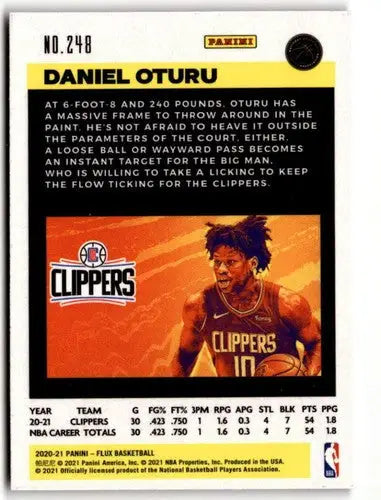 2020-21 Panini Flux Daniel Oturu basketball card with original gloss and rookie status