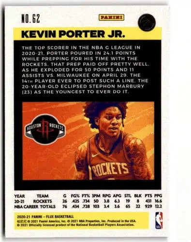 Original gloss Kevin Porter Jr. basketball card from Panini Flux 2020-21 Simply Sandoval