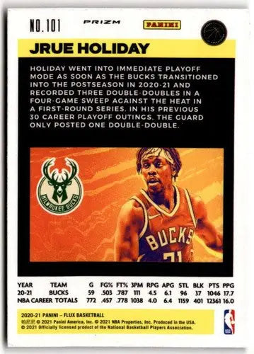 Jrue Holiday basketball card from Panini Flux Laser series in original gloss