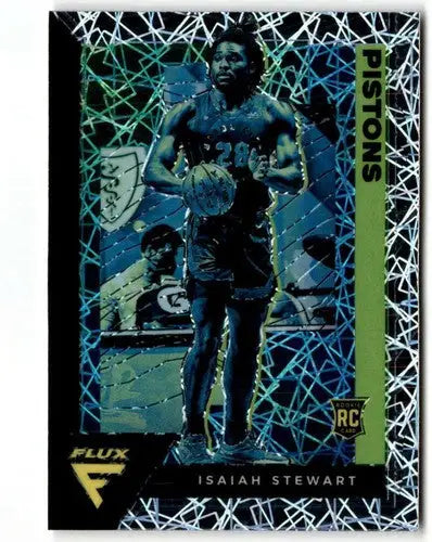 Isaiah Stewart basketball card from 2020-21 Panini Flux Laser series showcasin