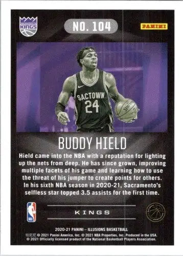 Original gloss Buddy Hield basketball card from Panini Illusions 2020-21 Simply Sandoval collection