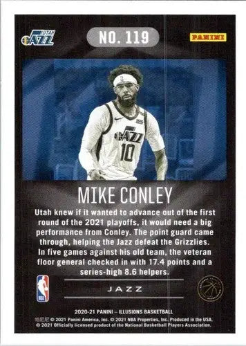 Original gloss basketball trading card of Mike Conley from 2020-21 Panini Illusions Simply Sandoval sports cards collection