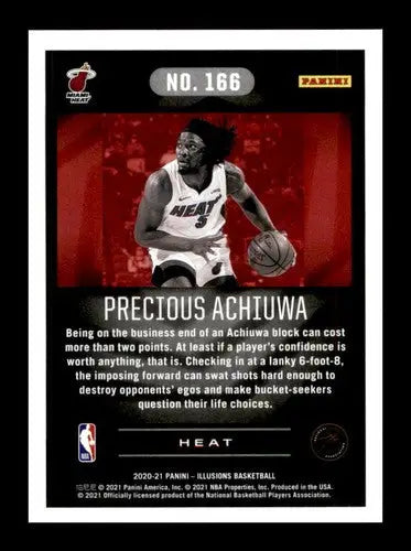 Precious Achiuwa basketball card from Panini Illusions 2020-21 rookie series with original gloss