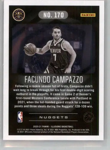 2020-21 Panini Illusions #170 Facundo Campazzo NM-MT RC Rookie Nuggets ID:41794 - Basketball Card Single