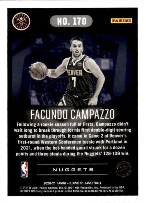 2020-21 Panini Illusions #170 Facundo Campazzo Starlight - Basketball Card Single