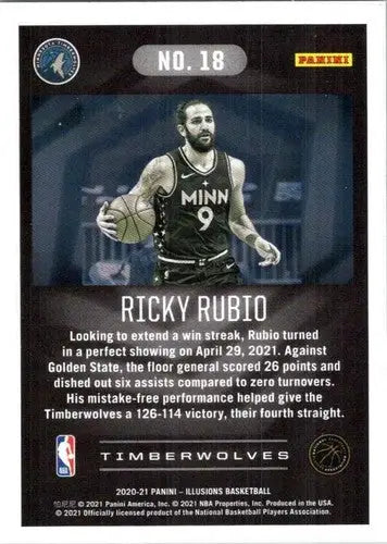 Original gloss Ricky Rubio basketball card from 2020-21 Panini Illusions Timberwolves