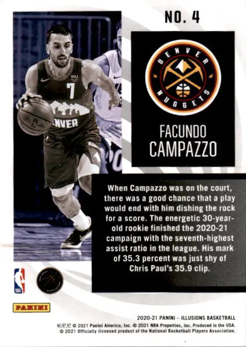 2020-21 Panini Illusions #4 Facundo Campazzo Instant Impact - Basketball Card Single