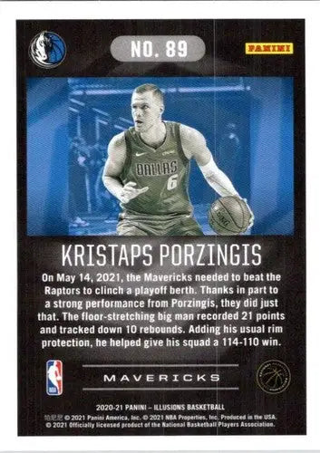 Basketball trading card from Panini Illusions featuring Kristaps Porzingis Mavericks