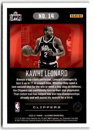 Original gloss Kawhi Leonard basketball card from 2020-21 Panini Illusions Trophy Collection