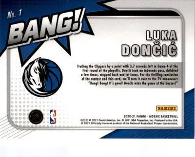 2020-21 Panini Mosaic #1 Luka Doncic Bang! - Basketball Card Single