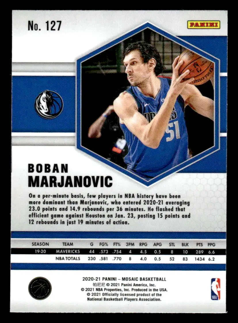 2020-21 Panini Mosaic #127 Boban Marjanovic Base Dallas Mavericks - Basketball Card Single