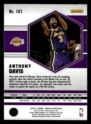 2020-21 Panini Mosaic #141 Anthony Davis Base Los Angeles Lakers - Basketball Card Single