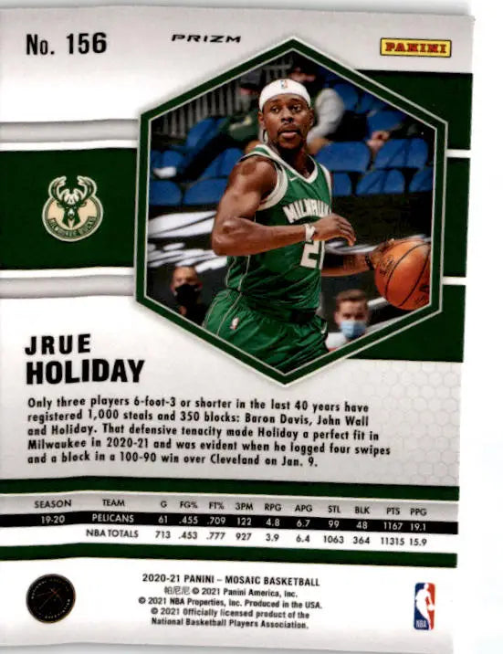 2020-21 Panini Mosaic #156 Jrue Holiday Mosaic Green - Basketball Card Single