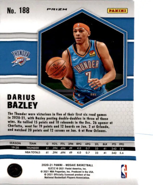 2020-21 Panini Mosaic #188 Darius Bazley Mosaic Camo Pink - Basketball Card Single