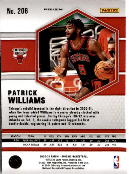 2020-21 Panini Mosaic #206 Patrick Williams Mosaic Camo Pink - Basketball Card Single