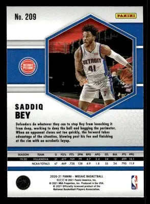 2020-21 Panini Mosaic #209 Saddiq Bey - Basketball Card Single