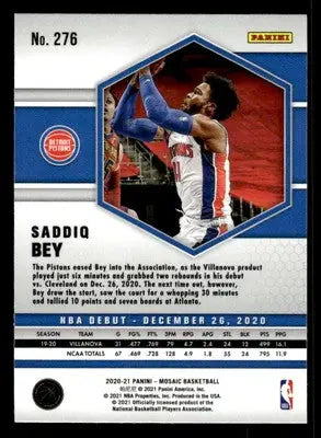 2020-21 Panini Mosaic #276 Saddiq Bey - Basketball Card Single