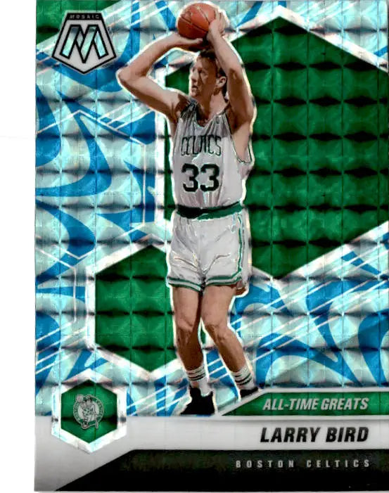 2020-21 Panini Mosaic #295 Larry Bird Mosaic Reactive Blue - Basketball Card Single