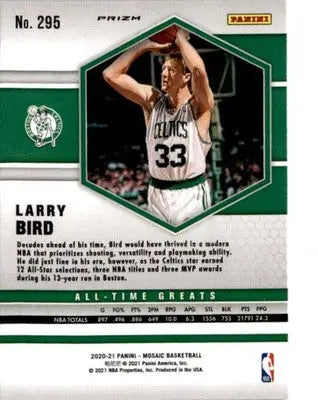 2020-21 Panini Mosaic #295 Larry Bird Mosaic Reactive Blue - Basketball Card Single